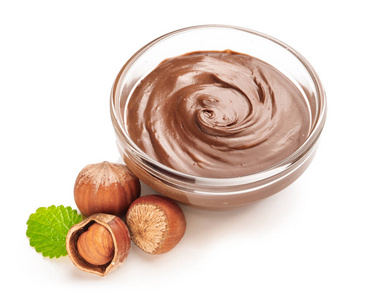 白底榛子巧克力酱照片