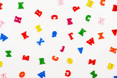 Multicolored letters isolated on a white background. 