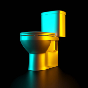 gold toilet bowl on a black background. 