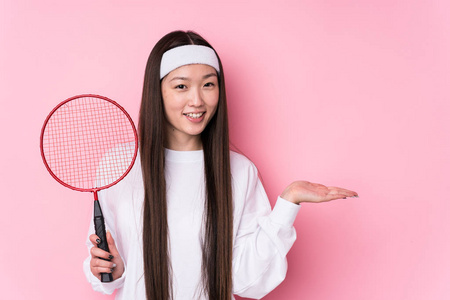 亚洲人 微笑 广告 行动 白种人 产品 羽毛球 竞争 健身