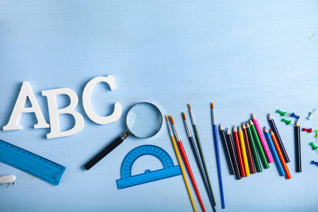 Items for the school and letters ABC 