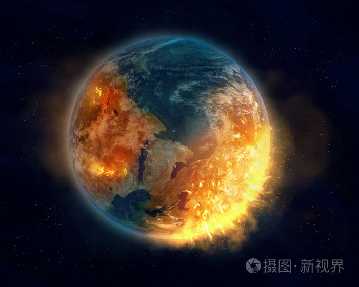 燃烧的地球全球变暖的概念