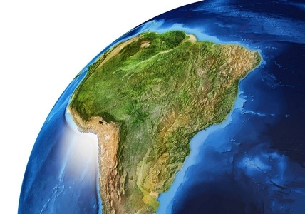 地球环球特写南美洲。