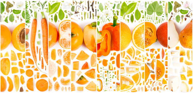 橘子果蔬片叶集图片