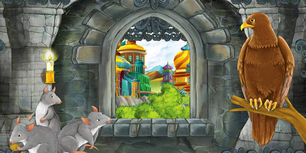 卡通宫殿内部cartoon scene of medieval castle interi