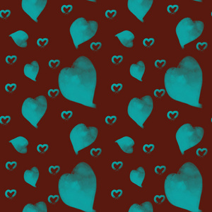 Orange Watercolor hearts seamless background  pattern. Colorful 