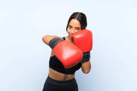 手套 健身 青年 运动型 健身房 战斗 西班牙裔 权力 女人