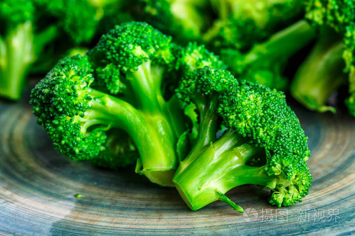 宏观照片绿色新鲜蔬菜花椰菜鲜绿花椰菜