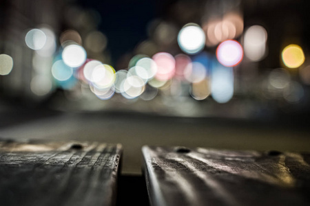 Blurred street lights in the evening 