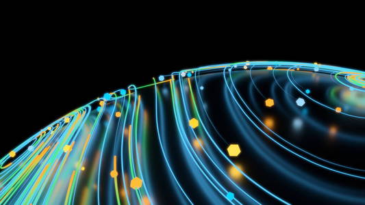 美丽的漩涡,明亮的湍流卷曲反射在球体上.流畅光滑的天文涡旋结构.