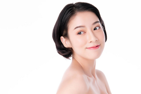 肖像美丽的年轻亚洲女性干净清新的裸体概念.