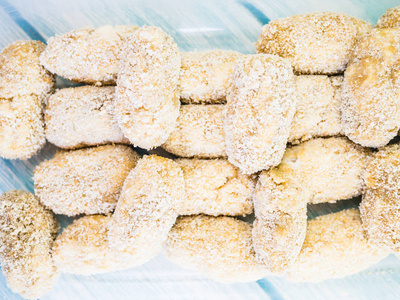 烹饪玉米饼特写