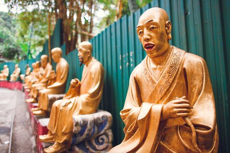 泰国 旅游业 雕塑 雕像 寺庙 艺术 面对 瓷器 亚洲 旅行