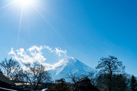 蓝天富士山