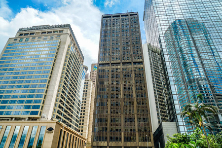 蓝天 商业 街道 摩天大楼 城市景观 风景 商业区 城市