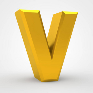 白色背景上的V金色字母单词插图三维渲染