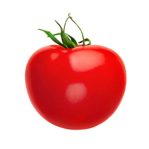 Tomato. Closeup one red ripe tomato isolated on a white backgro