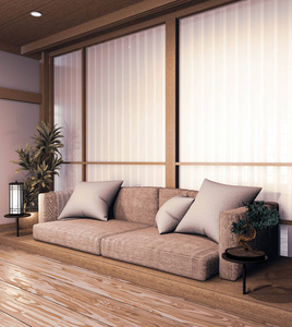 sofa wooden japanese design, on room  japanese wooden floor and 