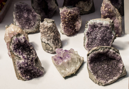 Raw violet amethyst rock with crystal ametist 