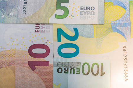 特写欧元，欧元货币，现金，票据概念