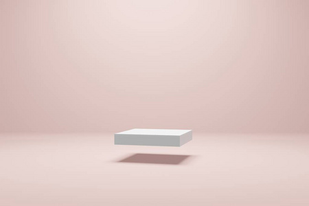 Empty podium or pedestal display on light pink. Front view minim