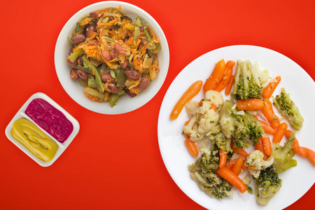  Provencal vegetables on a white plate. fried vegetables on a pl