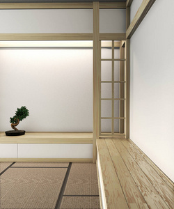 空旷的禅室非常日本风格，有榻榻米地板和墙壁