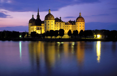 建筑学 城堡 日落 德累斯顿 庄园 和谐 闪耀 德国 海洋