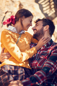 man and woman  together on vacation. Love on travel 