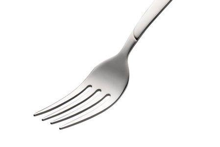 Empty steel dinner fork isolated on white background