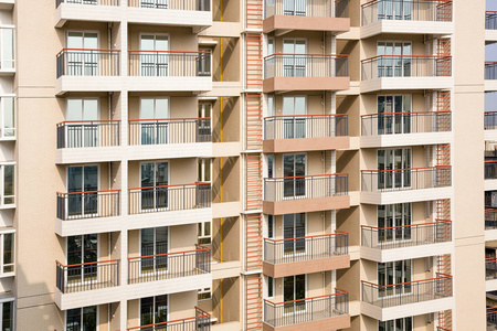 一座新住宅楼的几何特写镜头图片