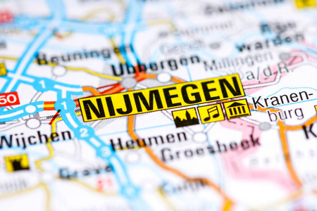 奈梅根。地图上的荷兰