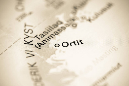 奥提特。地图上的格陵兰岛