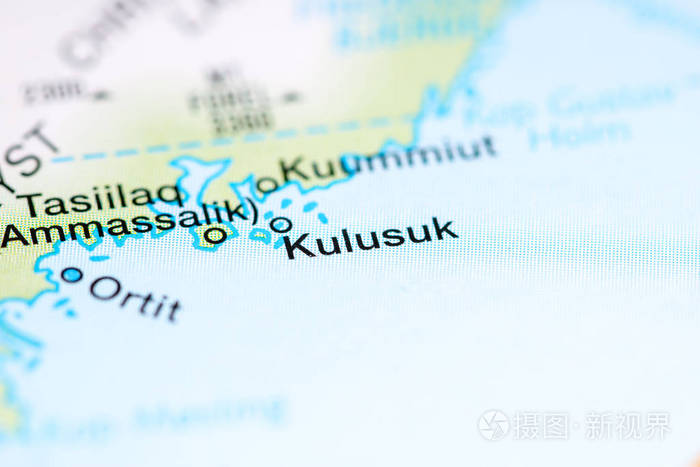 库卢苏克。地图上的格陵兰岛