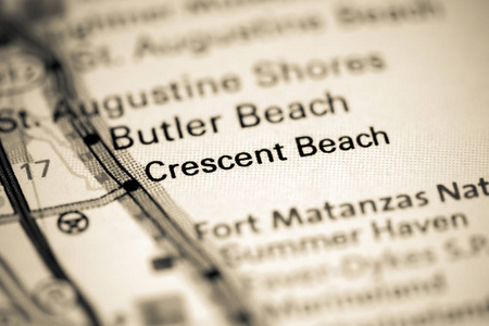 新月海滩。佛罗里达州。地图上的美国