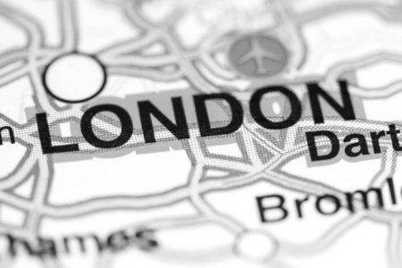 伦敦。地图上的英国