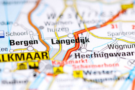 兰吉迪克。地图上的荷兰