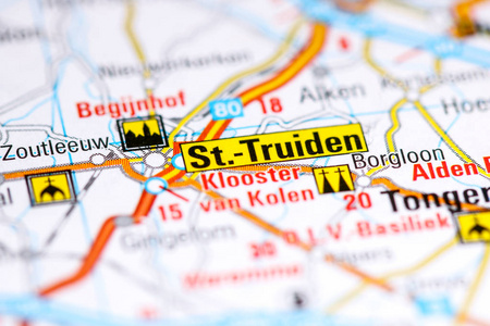 圣特鲁登。地图上的比利时