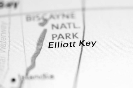 Elliott Key. Florida. USA on a map