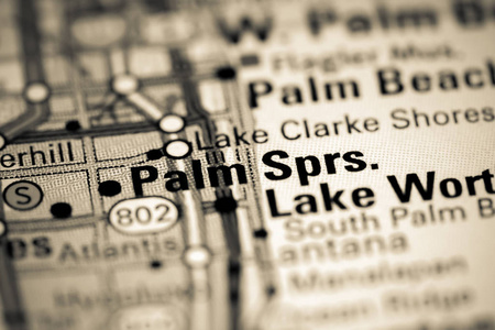 棕榈泉。佛罗里达州。地图上的美国