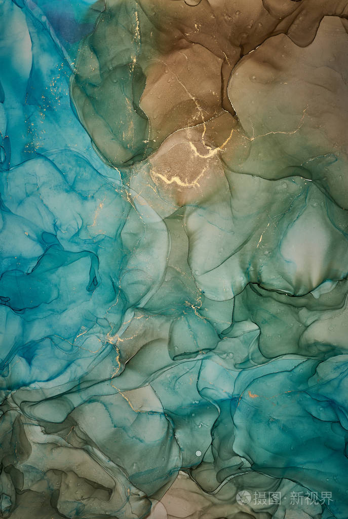 酒精墨水颜色半透明抽象彩色大理石纹理