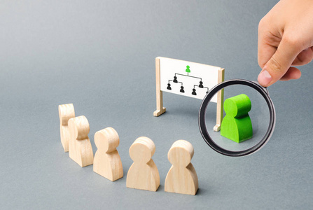 组织中的层次结构.商业收集,白板上的信息.选择性聚焦照片