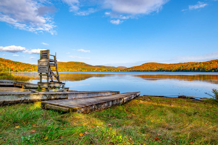 Lifeguard chair on Maskinonge lake near Mont Tremblant, Quebec, 