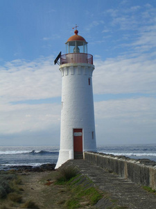 旅游业 自然 航行 海滩 沿海 灯塔 地标 信标 指导 波浪