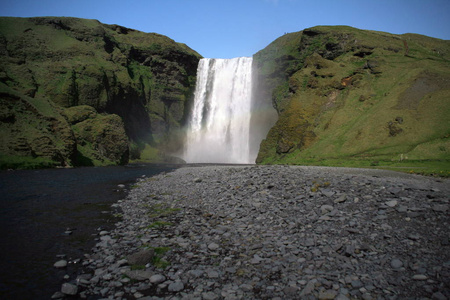 夏天 地标 砾石 美女 美丽的 冰岛语 天空 瀑布 冰岛