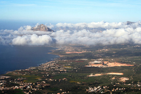 假日 风景 乡村 山顶 海洋 远视 自然 假期 西西里岛