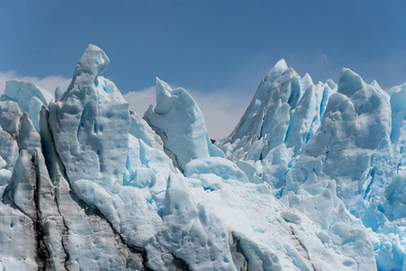 阿根廷莫雷诺冰川冰层的特写