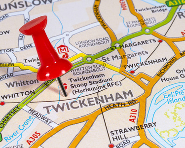 英国地图上的Twickenham