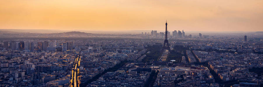 High resolution aerial panorama of Paris, France taken from the 