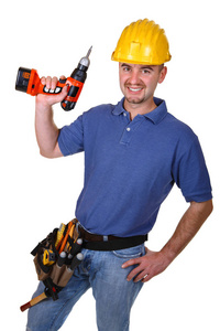 承包商 安全帽 微笑 修理 工人 安全 杂工 建设者 帽子